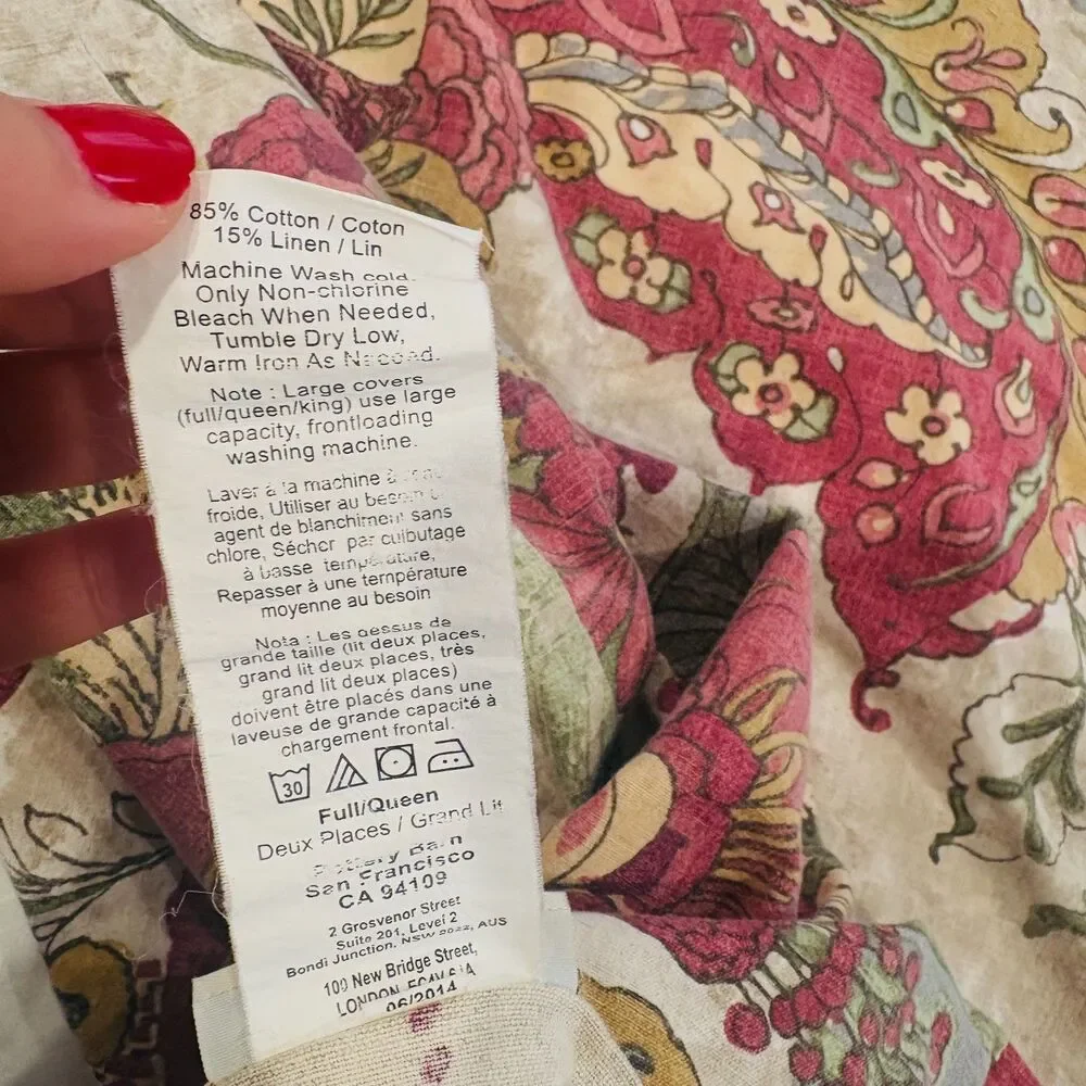 Pottery Barn Palampore Duvet Cover Set 2 Pillowcase Floral Full Queen Shaby Chic